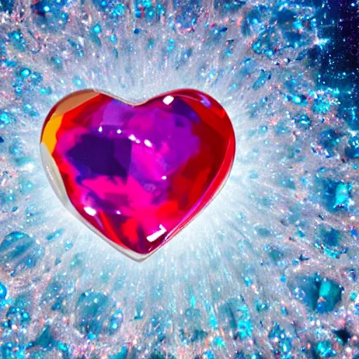 Prompt: the universe filled in a heart shaped crystal glass 8 k hyperrealism