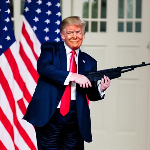 Image similar to donald trump holding a gun