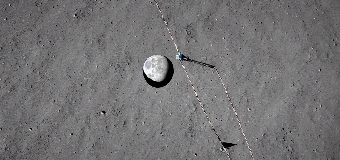 Prompt: Anchor attached to the Moon by a very long rope