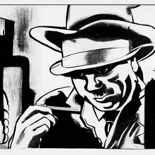 Image similar to , kirby as a detective, noir, black and white, 1 9 3 0 s, high detail