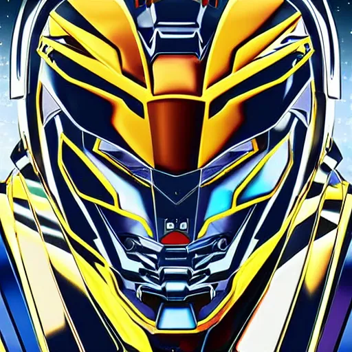 Image similar to metallic / chrome tigerzord in the style of james white. epic illustration.