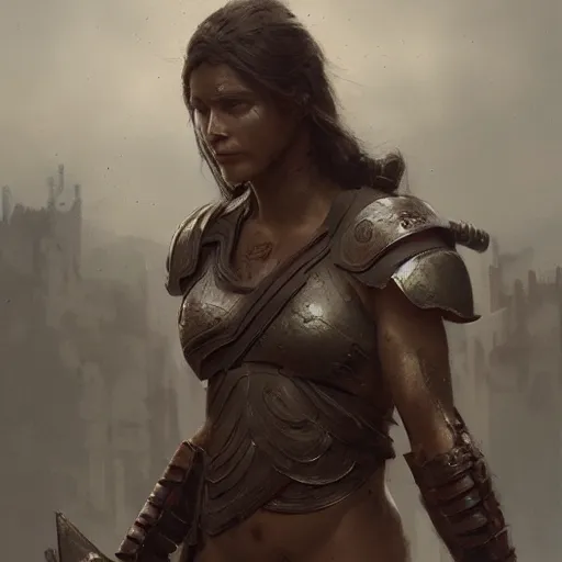 Image similar to a portrait of an spartan woman, Matte painting , detailed painting, greg rutkowski