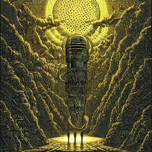 Image similar to seti alien announcement by dan mumford and gustave dore