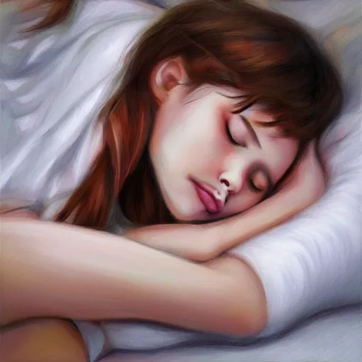 Prompt: young girl sleeping summer art drawn in art style of WLOP full HD 4K highest quality realistic beautiful gorgeous natural WLOP artist painting