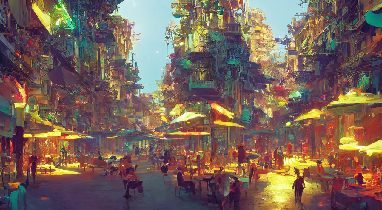 Image similar to bazaar zouk oriantal multicolorful sky shine place mosquet painting stylized digital video game icon global illumination ray tracing 8 k hd resolution, by ilya kuvshinov and cushart krentz and gilleard james