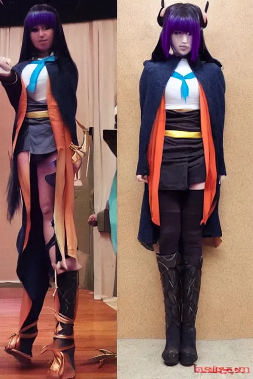 Image similar to full body photo of real - life suki from the last airbender, cosplay, high heels