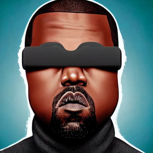 Prompt: : kanye west wearing vr goggles, digital media, digital art, illustration, art station