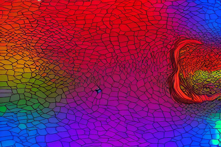 Prompt: a psychedelic volcano in front of a checkerboard background, high definition, digital art