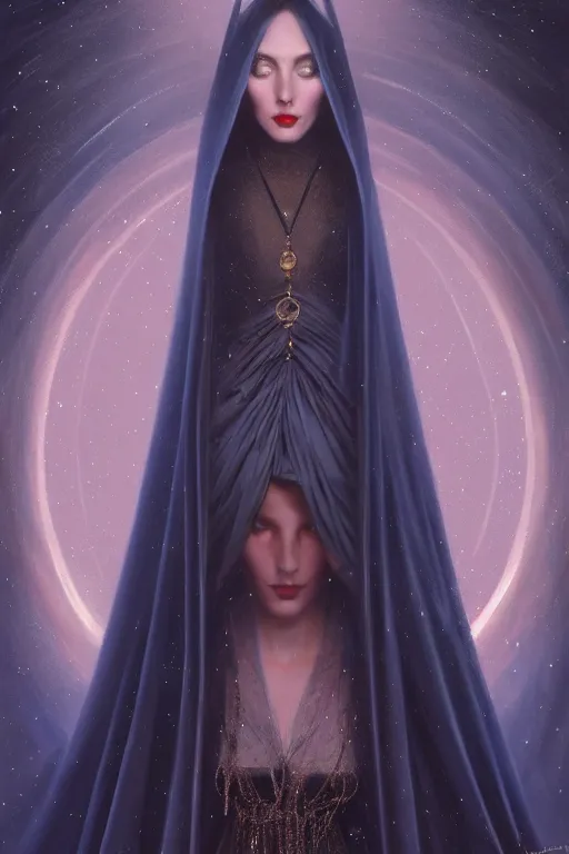 Image similar to Nocturne, glowing, stars, a long-legged elegant evil woman, highly detailed, mysterious, ethereal, dressed in midnight blue velvet, haute couture, illustration, dramatic lighting, soft details, painting, by Edmund Blair Leighton, Brom, Charlie Bowater, trending on artstation, faces by Tom Bagshaw, otto schmidt