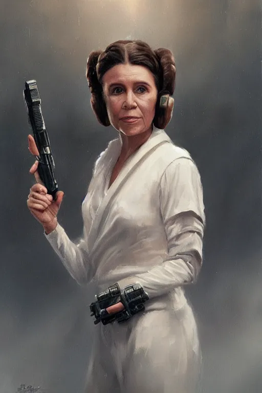 Image similar to candid portrait of george bush as princess leia by greg rutkowski