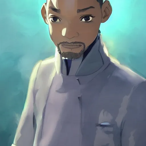 Prompt: will smith anime style, artwork by cushart, krenz, studio ghibli