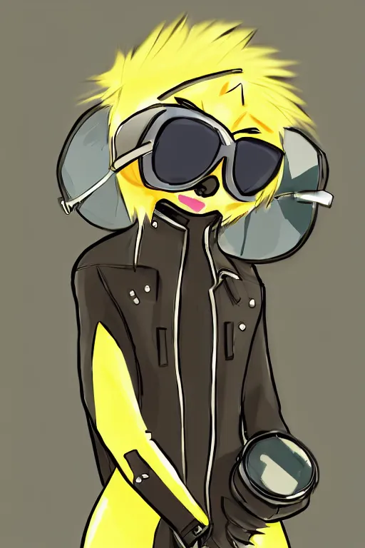 Prompt: an anthropomorphic lemon wearing sunglasses and a leather jacket, by kawacy, trending on pixiv, anime, furry art, trending on furaffinity