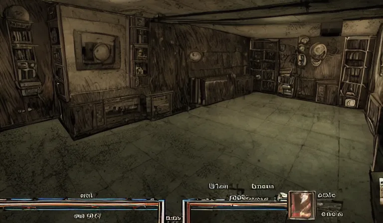 Image similar to Fighting eldritch horrors in an FPS, PC game with UI, by Junji Ito