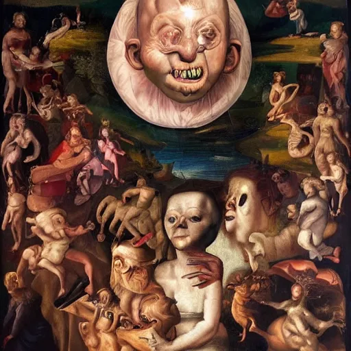 Prompt: terrifying surrealist monster portrait renaissance painting