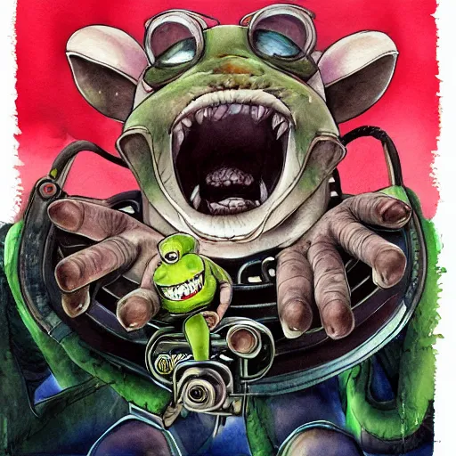 Image similar to ratfink, centered award winning watercolor pen illustration, by caroline choi, edited by range murata and artgerm