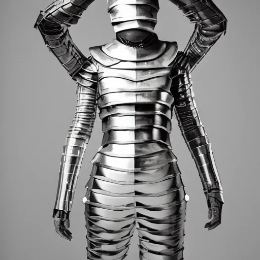 Image similar to Battle armor designed by Frank Gehry, fashion photography