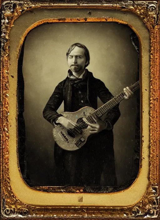 Prompt: old wetplate daguerreotype portrait of the birth of a genius musician, explosion of data fragments, fractal, intricate, elegant, highly detailed, parallax, leica, medium format, subsurface scattering, by jheronimus bosch and greg rutkowski and louis jacques mande daguerre