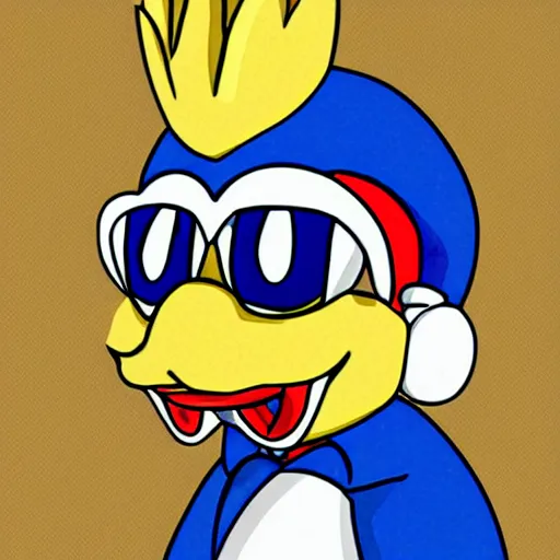 Image similar to Ludwig von Koopa, wearing a headset for twitch streaming, digital art