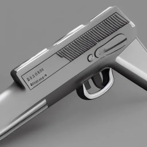 Prompt: Timeless Braun handgun designed by Dieter Rams in the 60’s, gorgeous 3D render