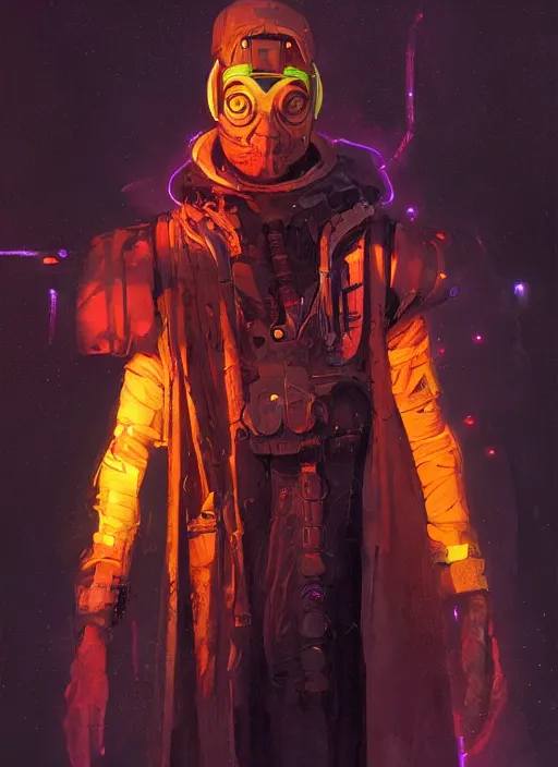 Image similar to a full body sci - fi portrait, oil painting, illustration of an old african jedi, techwear, colourful, glowing lights!! by justin sweet and greg rutkowski and alphones much