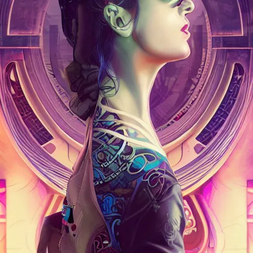 Image similar to an art nouveau, ( cyberpunk ), multi - racial portrait in the style of anna dittmann and charlie bowater and chanthara. very large, clear, expressive, and intelligent eyes. centered, ultrasharp focus, dramatic lighting, photorealistic digital matte painting, intricate symmetrical ultra detailed background.