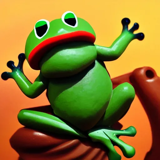 Image similar to matte oil painting of a frog warrior, in the style of nintendo, clay formed, kawaii, highly detailed, sharp focus, 4 k