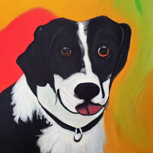 Prompt: avant-garde oil painting of a dog, stylized, modernist