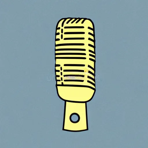 Image similar to iconic vector logo illustration of a microphone line art, bold