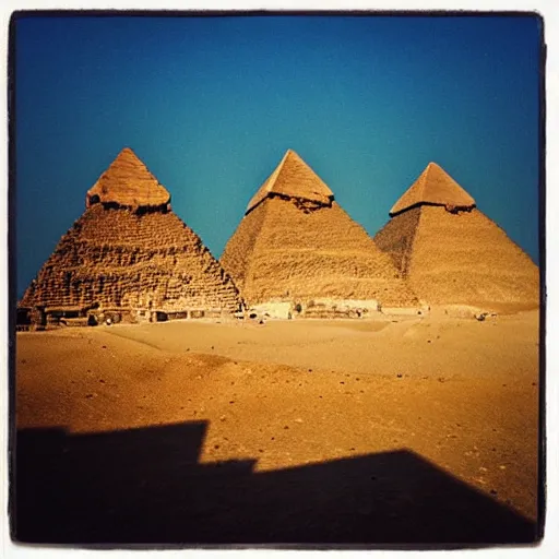 Image similar to “ the pyramids when they were first built, golden hour ”