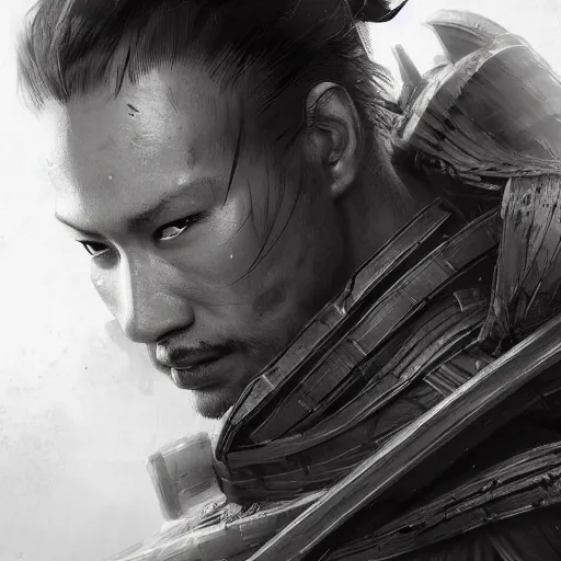 Prompt: Diseased Samurai warrior, portrait by Cedric Peyravernay, highly detailed, excellent composition, cinematic concept art, dramatic lighting, trending on ArtStation