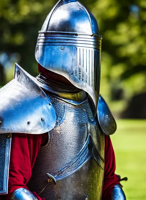 Image similar to photo still of a knight from medieval in a park on a bright sunny day, 8 k 8 5 mm f 1 6