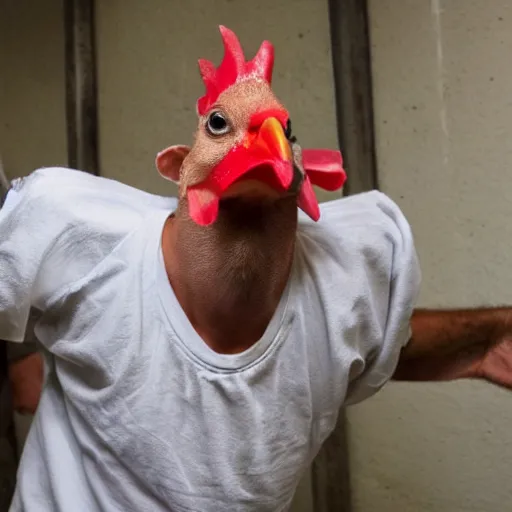 Image similar to a prisoner that has a chicken head