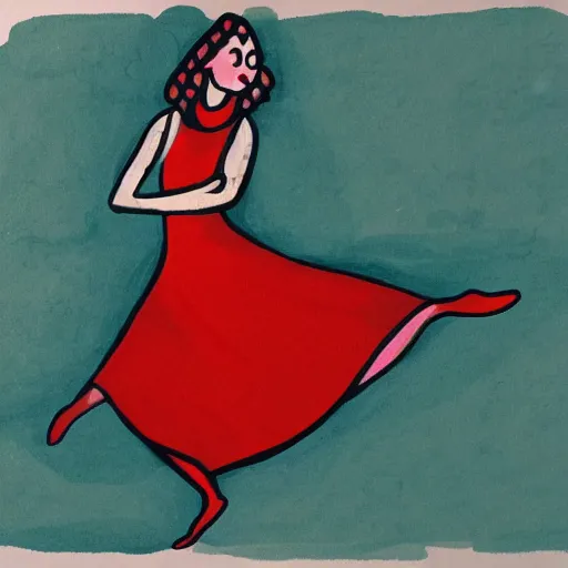 Image similar to a gouache illustration of a beautiful woman dancing