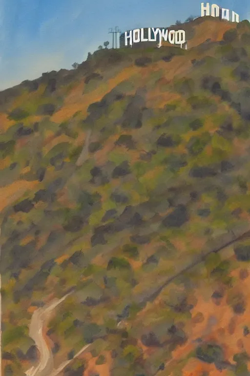 Image similar to painting of the hollywood sign