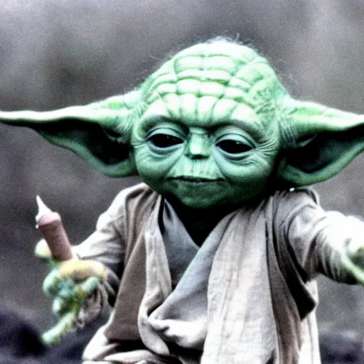 Image similar to yoda performing at woodstock