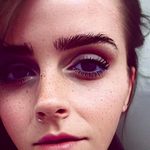 Prompt: a woman who is a combination of emma watson and kim kardashian, close - up