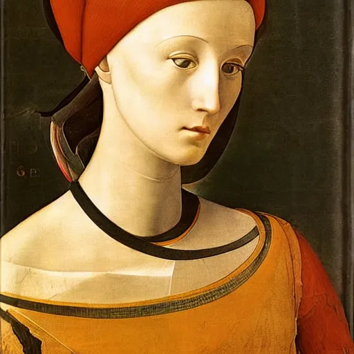 Image similar to a portrait of a female android by giovanni bellini