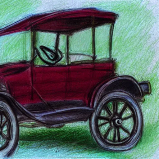 Image similar to a pastel sketch of a ford model t