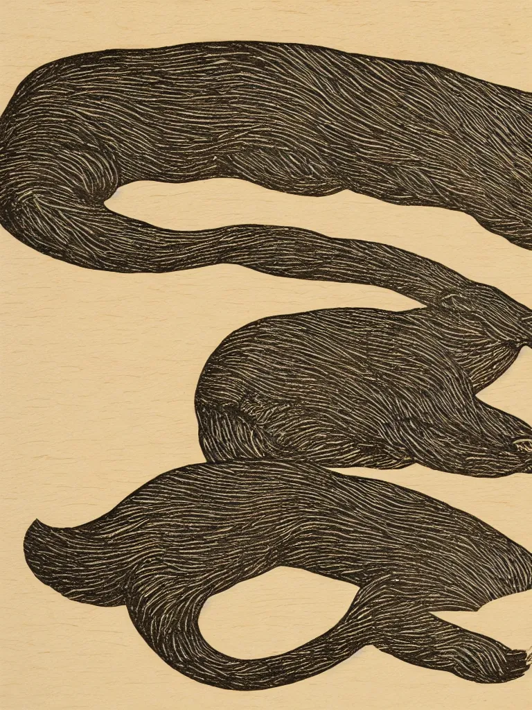 Prompt: print of an otter, Japanese wood cut