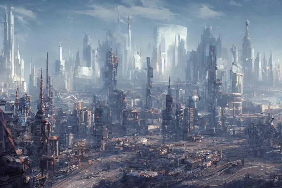 Image similar to the cyberpunk Russian empire, industrial citadel of black domes and spires, snow capped mountains