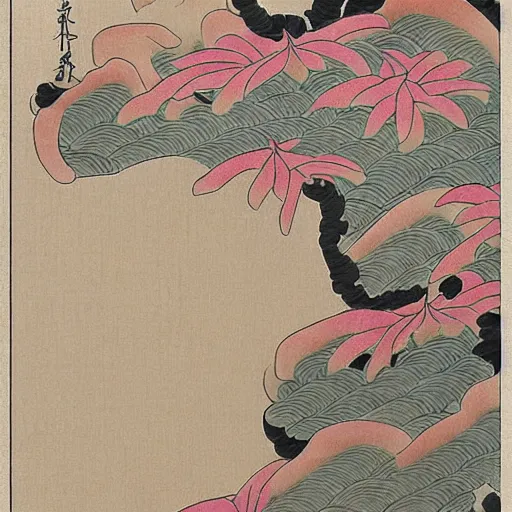 Image similar to generative, detailed, Japanese traditional art elements, muted pastel colors,