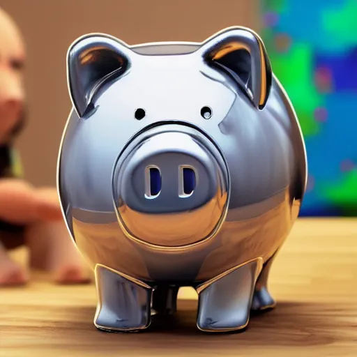 Image similar to a crypto piggy bank, hyper realism, trending on art station