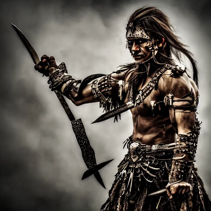 Image similar to photo of a warrior with bone blades coming out of forearm, highly detailed, 4 k, hdr, smooth, sharp focus, high resolution, award - winning photo