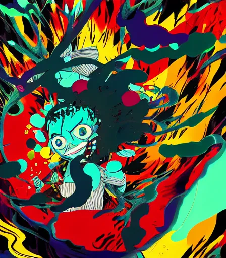 Image similar to Kimetsu no Yaiba by Alex Pardee, Petros Afshar, and James McDermott,unstirred paint, vivid color, cgsociety 4K