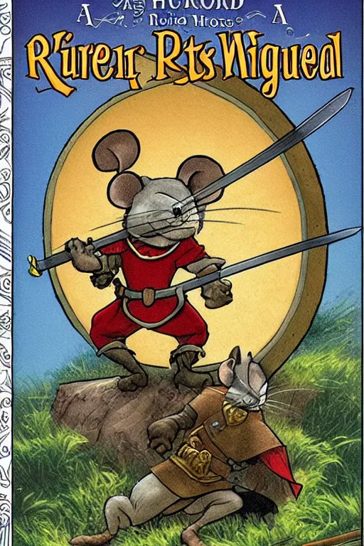 Image similar to a heroic mouse knight with sword and shield, redwall, brian jacques, detailed, epic