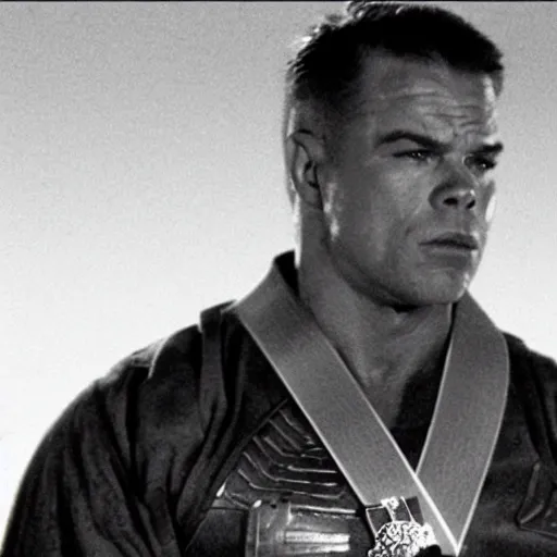 Prompt: a film still of Kurt angle with medal as samurai