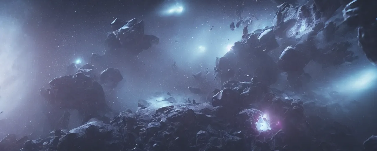 Image similar to a dark epic swirling galaxy, space scene, dark scifi, unreal engine, octane render, volumetric lighting