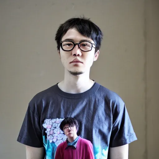 Image similar to a portait of a 2 4 years old man with a sweetshirt made by inio asano, detailed