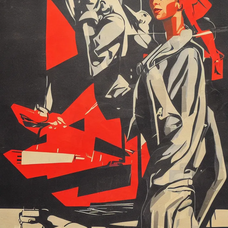 Image similar to Street-art in style of soviet poster, photorealism, retro futurism