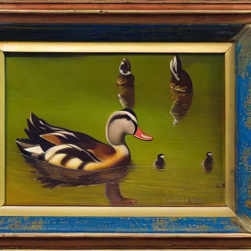 Image similar to a duck on the prowl oil painting ernest fuchs